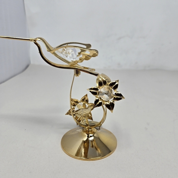 Vintage 70's Nos Australia Crystal Delight 24 Gold Plated Hummingbirds Flowers - Picture 3 of 10